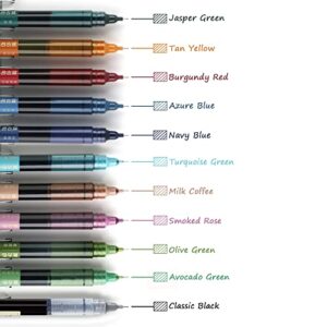 STAPENS Rolling Ball Pens, Fine Point 0.5 mm Rollerball Pens with Quick-drying Ink, 11 Assorted Colors Retro Pens (5 Retro Colors + 5 Light Retro Colors + 2 Black)