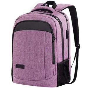 monsdle travel laptop backpack anti theft backpacks with usb charging port, travel backpacks business work bag 15.6 inch college computer bag for men women, purple