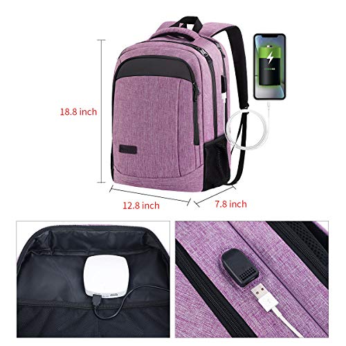 Monsdle Travel Laptop Backpack Anti Theft Backpacks with USB Charging Port, Travel Backpacks Business Work Bag 15.6 Inch College Computer Bag for Men Women, Purple