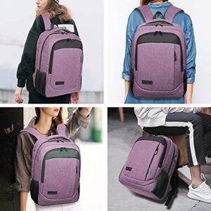 Monsdle Travel Laptop Backpack Anti Theft Backpacks with USB Charging Port, Travel Backpacks Business Work Bag 15.6 Inch College Computer Bag for Men Women, Purple