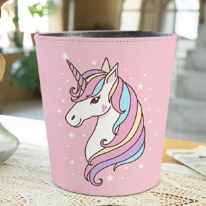 Scakbyer 10L Wastebasket Retro Decorative Trash Can Waterproof PU Leather Wastebasket Without Lid Girl's Wastebasket Unicorn Wastebasket for Kitchen, Office, Living Room, Bedroom