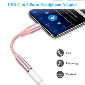 TITACUTE USB C to 3.5mm Jack Audio Adapter USB C Headphone Adapter Hi-res Aux Cord Earphones Dongle Stereo Cable for OnePlus 8T 8 7T 9 Pro Samsung S22 Ultra S21 S20 FE Galaxy Z Flip 3 Note 20 RoseGold