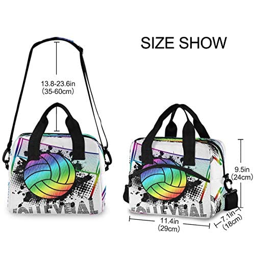 Sport Ball Volleyball Poster Lunch Bags for Women Insulated Reusable Lunch Tote Holder Lunch Cooler Bag Lunch Box with Shoulder Strap for Men Kid Girl