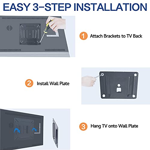 SJBRWN RV TV Wall Mount Fit Most 14-24 Inch Flat Screen Low Profile Metal Bracket Ultra Slim Monitor Mount 17 19 21" Fixed Small Camper Monitor Wall Mount Bracket VESA Up to 100x100mm Max Load 33lbs