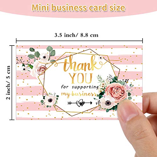 120 Mini Thank You for Your Order Business Cards Shopping Purchase Thanks Greeting Cards to Customer, Floral Design Appreciation Cards for Small Business Owners Sellers, 3.5 x 2 Inch