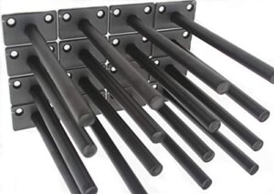 16 pcs 6" black solid steel floating shelf bracket blind shelf supports - hidden brackets for floating wood shelves - concealed blind shelf support – screws and wall plugs included