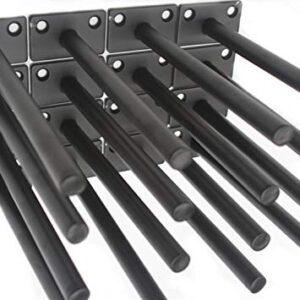 16 Pcs 6" Black Solid Steel Floating Shelf Bracket Blind Shelf Supports - Hidden Brackets for Floating Wood Shelves - Concealed Blind Shelf Support – Screws and Wall Plugs Included