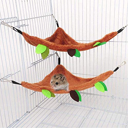 Aulufft Hamster Hammock, 5Pcs Hamster Sleeping Nest Hanging Tunnel and Swing for Sugar Glider Squirrel Playing Sleeping,Sugar Glider Toys Hamster Swing,Jungle Set Plush Warm Beds for Animal