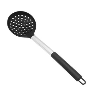 kufung silicone slotted spoon, stainless steel handle seamless & nonstick kitchen ladles, bpa-free & heat resistant up to 480°f, silicone non-stick kitchen cooking utensils baking tool (black)