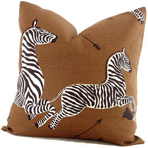 Zebra Brown Decorative Pillow Cover 18x18 Black and White Stripes Zebra Square Pillow Euro sham Pillow or Lumbar Pillow Accent Pillow Cushion Cover Decortaive Pillowcase Home Decor