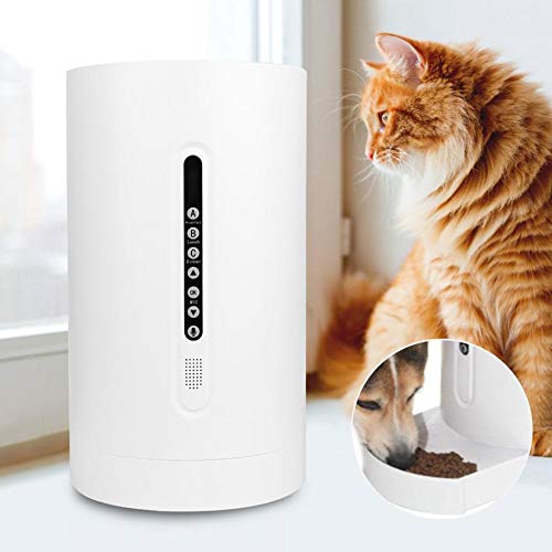 ZZK Pet Feeder 4.6L White Intelligent Automatic Pet Feeder for Cats and Dogs Timing and Quantitative Voice Calling Food Dispenser to Feed