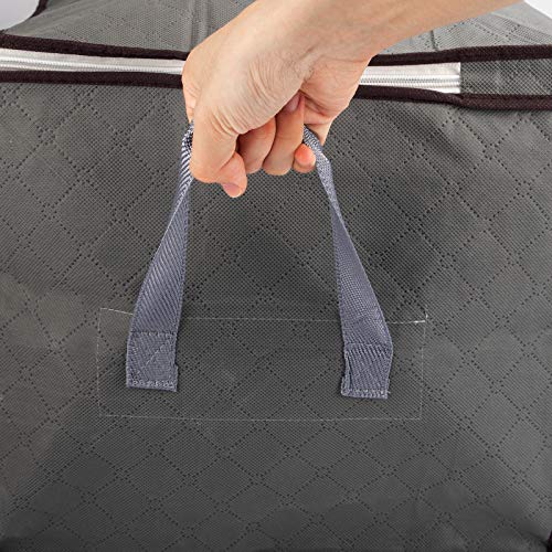 Fixwal 8 Pack Large Clothes Blankets Storage Bags Foldable Organizer Storage Containers for Comforters, Bedding, Clothing, Fabric Closet Storage Bins with Sturdy Zipper Handle Clear Window, 90L Grey