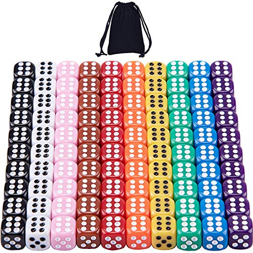 AUSTOR 100 Pieces Dices 12mm Game Dice Set 6 Sided Round Corner Dices for Tenzi, Farkle, Yahtzee, Bunco or Teaching Math