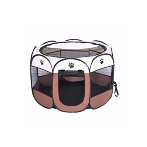 bodiseint portable pet playpen, dog playpen foldable pet exercise pen tents dog kennel house playground for puppy dog yorkie cat bunny indoor outdoor travel camping use (small, coffee - beige)