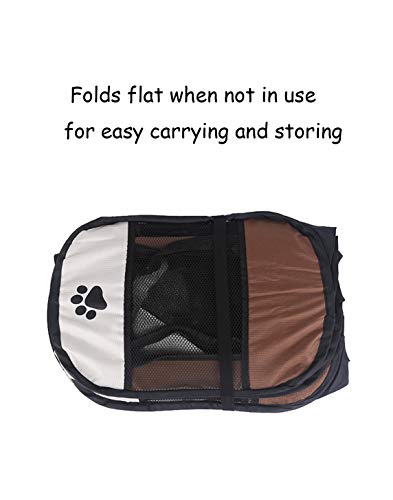 BODISEINT Portable Pet Playpen, Dog Playpen Foldable Pet Exercise Pen Tents Dog Kennel House Playground for Puppy Dog Yorkie Cat Bunny Indoor Outdoor Travel Camping Use (Small, Coffee - Beige)