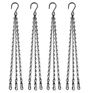 hhthh 4pcs 18 inch black hanging basket chain with hooks flower plant pot replacement chain hanger for bird feeders,planters,lanterns and ornaments