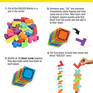 TENZI BUILDZI The Fast Stacking Building Block Game for The Whole Family - 2 to 4 Players Ages 6 to 96 - Plus Fun Party Games for up to 8 Players