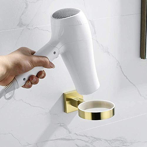 XG-WU Hair Dryer Holder Gold Copper Wall Hanging Hair Rack Home Bathroom Hotel Hair Dryer Bracket Bathroom Rack Bathroom