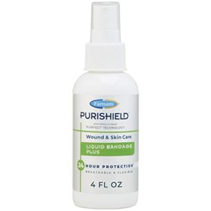 farnam purishield horse wound care liquid bandage plus, sprayable, promotes healing for horses, dogs, cats, livestock, 4 oz.