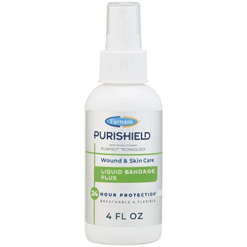 Farnam Purishield Horse Wound Care Liquid Bandage Plus, Sprayable, Promotes Healing for Horses, Dogs, Cats, Livestock, 4 Oz.