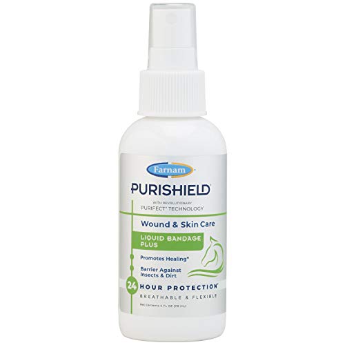 Farnam Purishield Horse Wound Care Liquid Bandage Plus, Sprayable, Promotes Healing for Horses, Dogs, Cats, Livestock, 4 Oz.