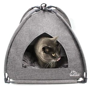 winsterch cat bed for indoor cats,kitten bed,cat cave bed,warm enclosed covered cat tent,outdoor cave bed house for cats,puppy or small pets (18.5'' x 18.5'' x 15.8'', grey)