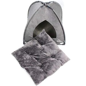 Winsterch Cat Bed for Indoor Cats,Kitten Bed,Cat Cave Bed,Warm Enclosed Covered Cat Tent,Outdoor Cave Bed House for Cats,Puppy or Small Pets (18.5'' x 18.5'' x 15.8'', Grey)