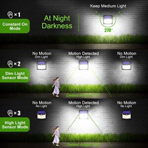 CLAONER Solar Lights Outdoor, [128 LED/4 Packs] Solar Motion Sensor Lights 3 Working Modes Outdoor Lights with 270° Wide Angle Wireless IP65 Waterproof Solar Security Light for Fence Patio, Cold White