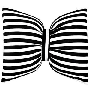 poowe black and white striped bow pillow sofa decor cushions,decorative reversible pillow cushion for bed couch office 17.7 x 13.7 inch