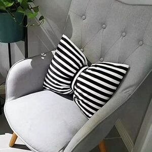 Poowe Black and White Striped Bow Pillow Sofa Decor Cushions,Decorative Reversible Pillow Cushion for Bed Couch Office 17.7 x 13.7 Inch