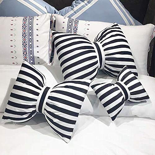 Poowe Black and White Striped Bow Pillow Sofa Decor Cushions,Decorative Reversible Pillow Cushion for Bed Couch Office 17.7 x 13.7 Inch