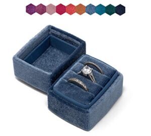 velvet ring box | ring holder | jewelry | proposal | wedding | ceremony | engagement | photography | keepsake | bridal | hexagon | rectangle | single | double | triple | (french blue triple)