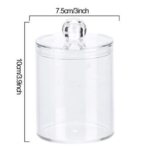 Acrylic Cotton Ball Holder with Lid, Round Cotton Bud Case Acrylic Cotton Swab Holder Storage Container Organizer,Bathroom Containers Dispenser for Organizing Cotton Swab, Cotton Pads, Makeup