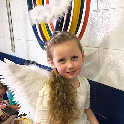 HANDIC Angel Wings and Halo White Angel Costume for Kids Adult Halloween