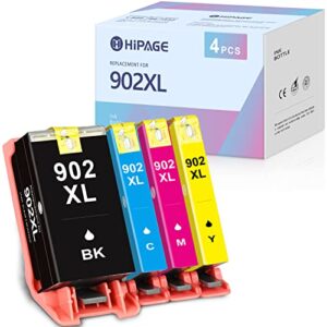 hipage remanufactured ink cartridge replacement for hp 902xl 902 xl ink cartridges for hp officejet 6954 6950 6951 officejet pro 6958 6960 6961 6978 printer(black cyan magenta yellow 4-pack)