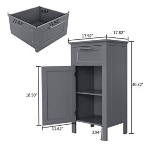 Nightstand & Side Cabinet for Storage Bedside Table with One Drawer & One Cabinet Gray MITPATY