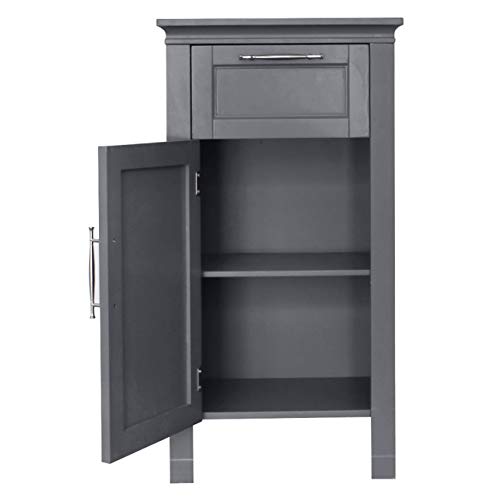 Nightstand & Side Cabinet for Storage Bedside Table with One Drawer & One Cabinet Gray MITPATY