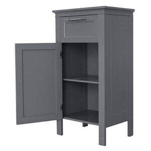 Nightstand & Side Cabinet for Storage Bedside Table with One Drawer & One Cabinet Gray MITPATY