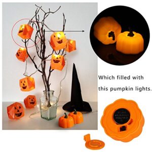 IMAGE Flickering Pumpkin Tea Lights 12 Pack Flickering LED Pumpkin Lights with Battery Operated Flameless Pumpkin Tealight Candles for Halloween, Christmas, Thanksgiving and Theme Parties