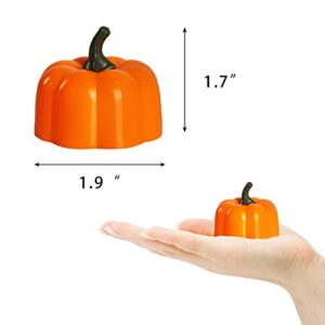 IMAGE Flickering Pumpkin Tea Lights 12 Pack Flickering LED Pumpkin Lights with Battery Operated Flameless Pumpkin Tealight Candles for Halloween, Christmas, Thanksgiving and Theme Parties