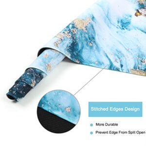 HAOCOO Desk Pad, Gaming Desk Mat,Large Mouse Pad for Desk, Extended Keyboard Mat 31.5" ×15.7", Water-Resistant Computer Mat with Non-Slip Rubber Base for Home Office Decor,Blue Mixed Marble