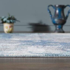 LUXE WEAVERS Rug Nuvola 8722 Blue Distressed Abstract Area Rug 2x3