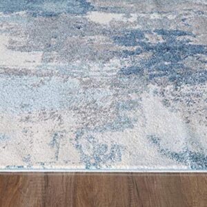 LUXE WEAVERS Rug Nuvola 8722 Blue Distressed Abstract Area Rug 2x3
