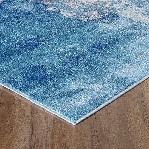 LUXE WEAVERS Rug Nuvola 8722 Blue Distressed Abstract Area Rug 2x3