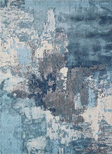 LUXE WEAVERS Rug Nuvola 8722 Blue Distressed Abstract Area Rug 2x3