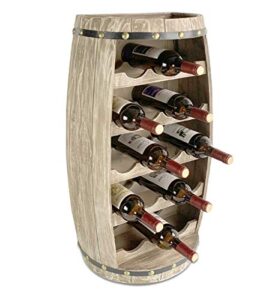 cota global modern alexander wall mounted wine rack - 18 wine bottles freestanding wooden barrel wine holder, hanging bottle rack or floor stand, wine storage shelf organizer for wine bar, home décor