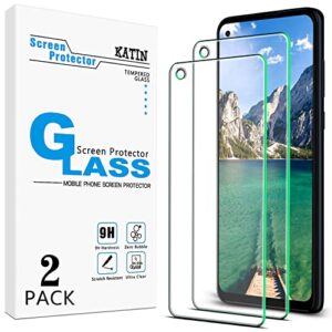katin [2-pack] screen protector for samsung galaxy a11, m11 tempered glass, bubble free, 9h hardness, support fingerprint reader, opened camera hole