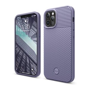 elago protective cushion case compatible with iphone 12 and compatible with iphone 12 pro 6.1 inch (2020) [purple grey] - shock absorbing design, wireless charging supported