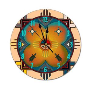 yyone decorative wall clock southwestern style funny wall clock round silent non ticking for office,kitchen,bedroom,living room 12 inches