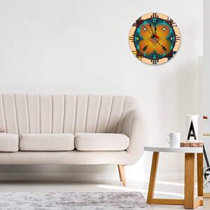 yyone Decorative Wall Clock Southwestern Style Funny Wall Clock Round Silent Non Ticking for Office,Kitchen,Bedroom,Living Room 12 Inches